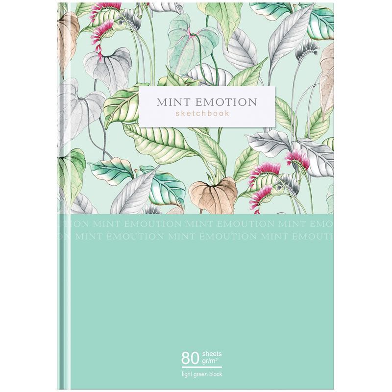 Скетчбук  80л. А5 BG "Mint emotion" 7БЦ  матовая ламинация, салатовый блок /11/