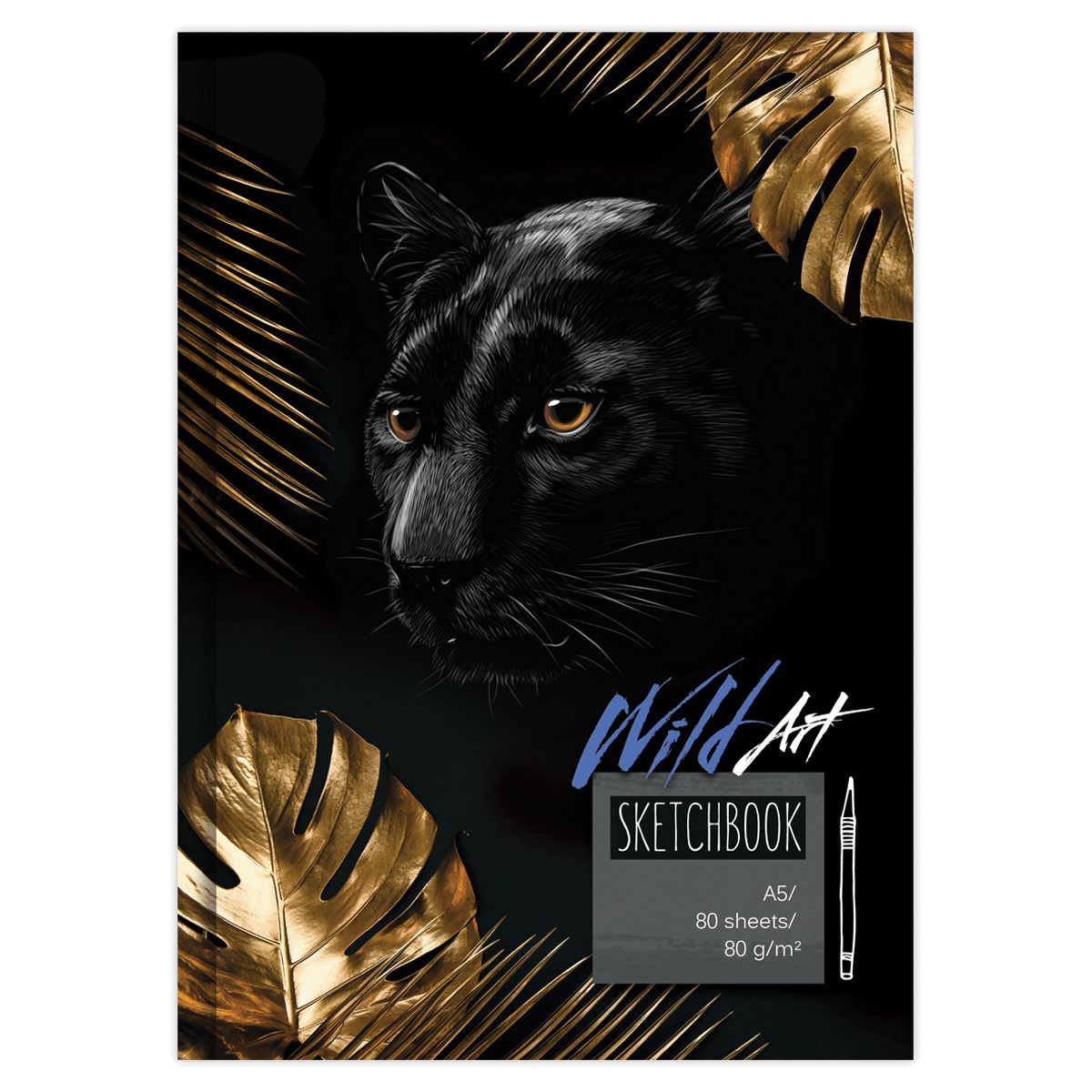 Скетчбук  80л. А5 BG "Wild Art" 7БЦ  матовая ламинация, выб. лак, бежевый блок /11/