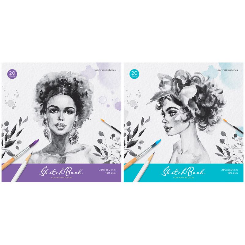 Скетчбук  20л. 250*250мм ArtSpace "Portrait" на склейке 180г/м2 для акварели