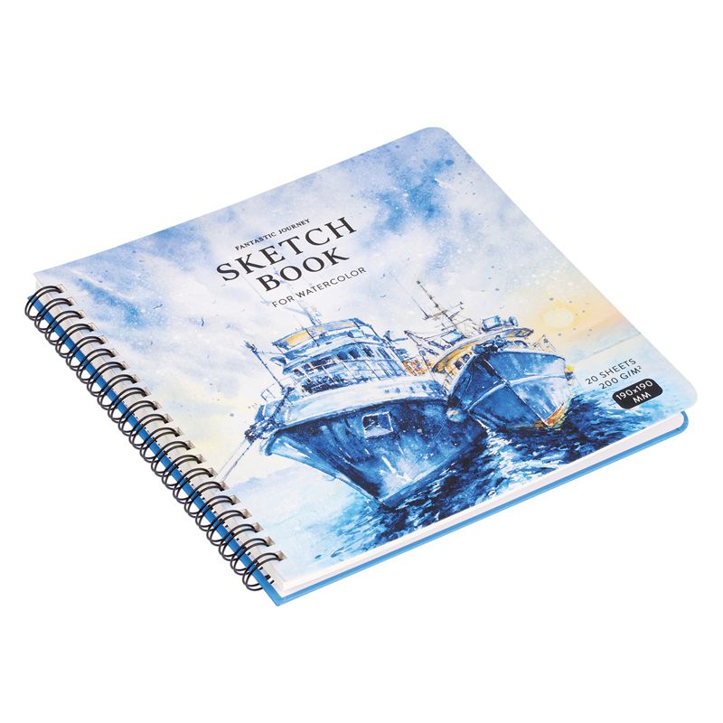 Скетчбук  20л. 190х190 "Navy ships" 200г/м2 для акварели на гребне