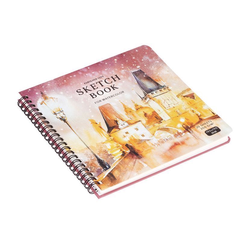 Скетчбук  20л. 190х190 "Winter town" 200г/м2 для акварели на гребне