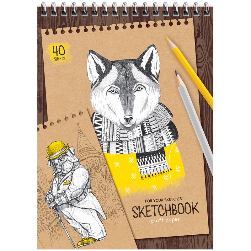 Скетчбук  40л. А5 ArtSpace "Craft style", 80г/м2, крафт на гребне