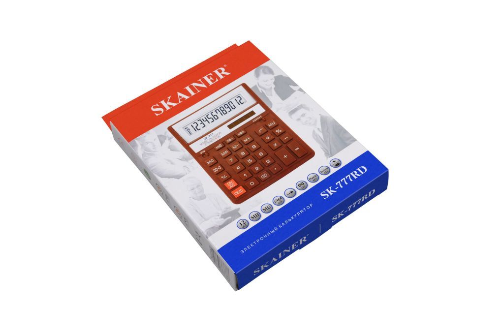 Калькулятор 12разр. "SKAINER" 157x200x32мм красный /1/