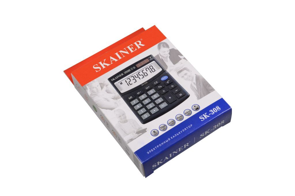 Калькулятор  8разр. "SKAINER" 100x124x32мм черный /1/
