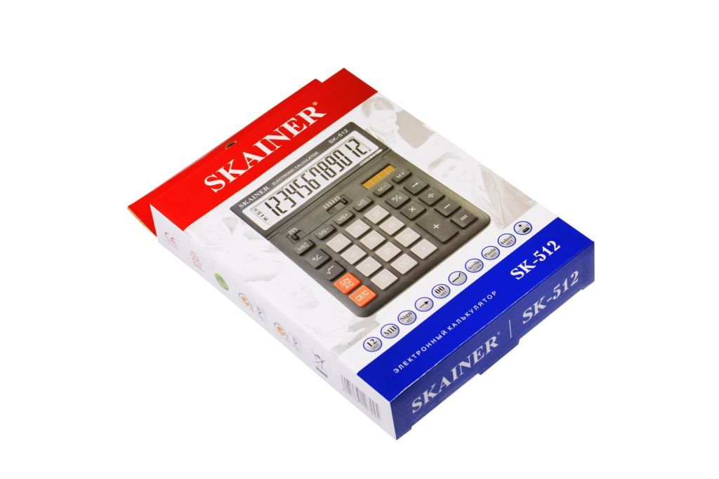 Калькулятор 12разр. "SKAINER" 146x197x27/53мм черный /1/
