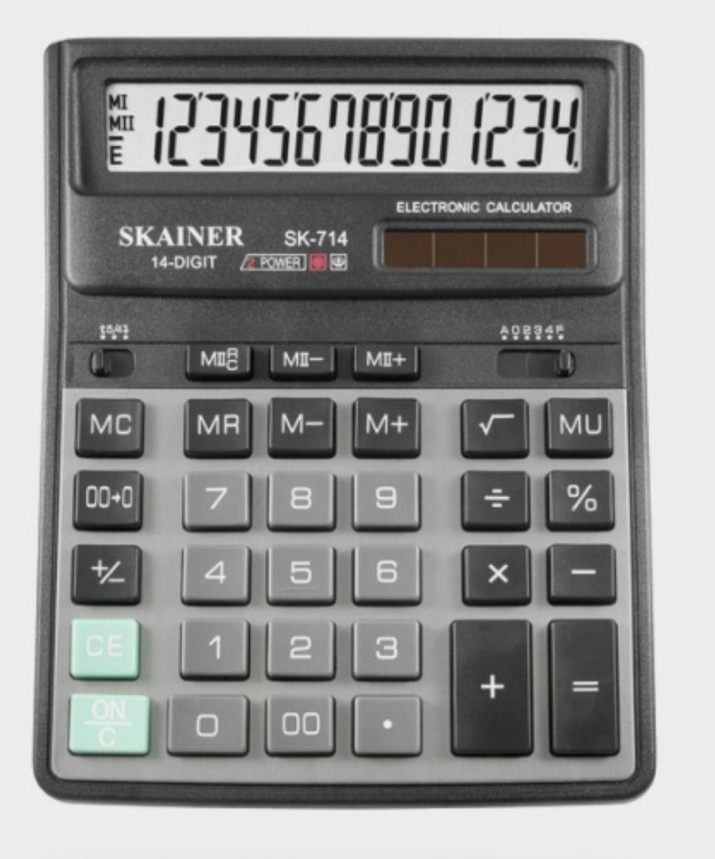 Калькулятор 14разр. "SKAINER" 158x203,5x33мм серо-черный /1/