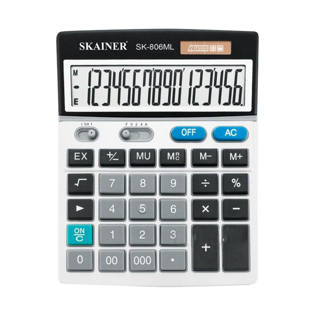 Калькулятор 16разр. "SKAINER" 146x176x45мм серый /1/