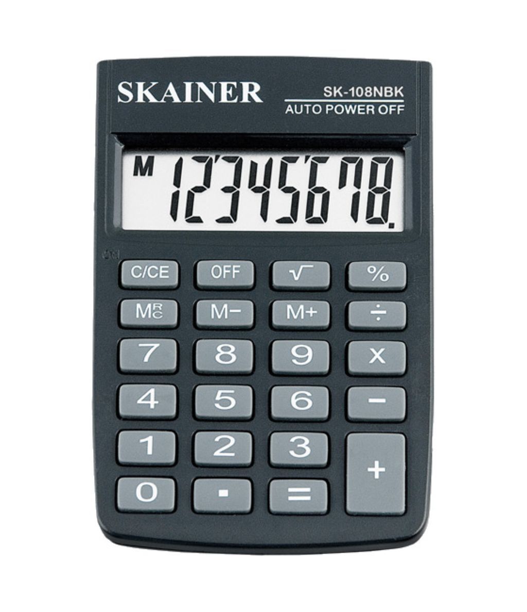 Калькулятор  8разр. Skainer 58х88х10мм серый /1/