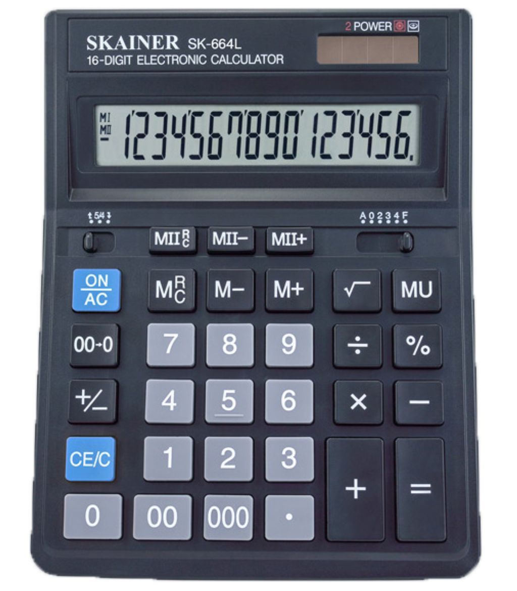 Калькулятор 16разр. "SKAINER" 157x200x32мм черный /1/