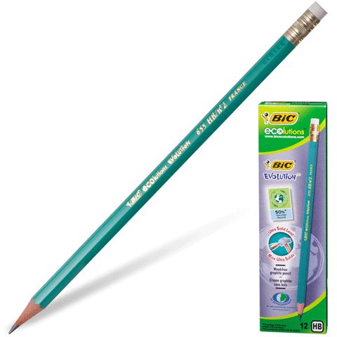 Карандаш чернографитный с ластиком Bic "Evolution" /12/72/