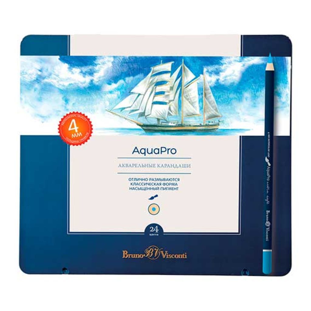 Карандаши 24цв. "AquaPro" в мет.коробке /6/