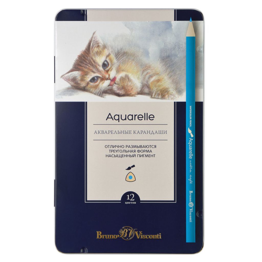 Карандаши 12цв. "Aquarelle" акварельные в металлической коробке /12/