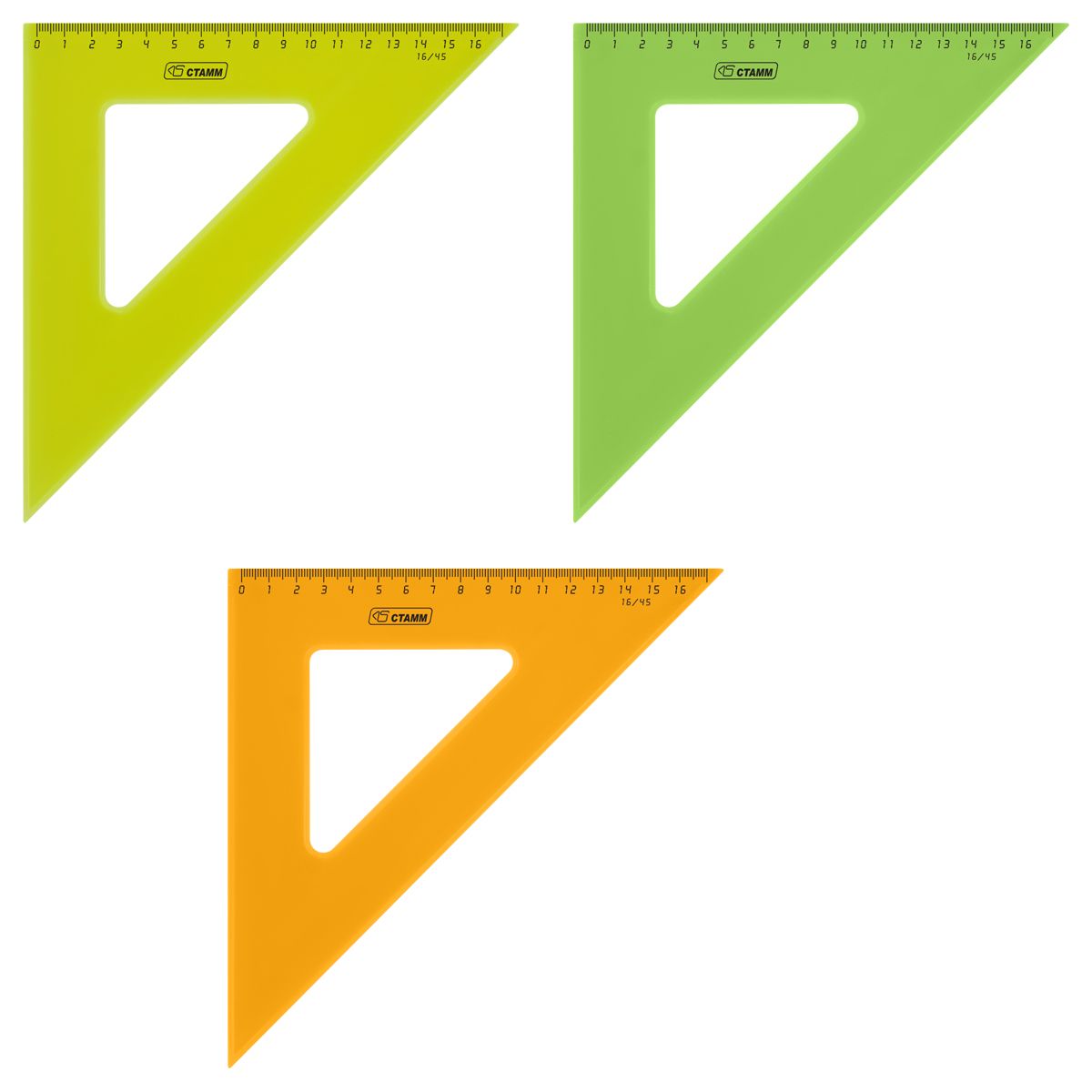 Треугольник 16см 45* "СТАММ NEON CRISTAL" 4 цвета /20/