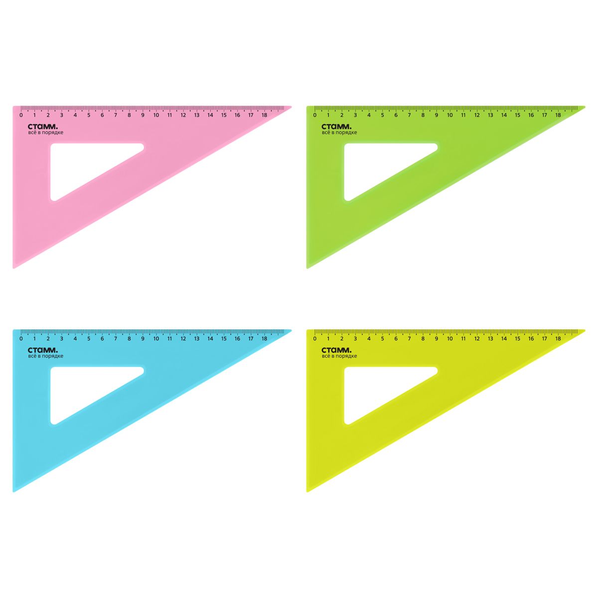 Треугольник 18см 30* "СТАММ NEON CRISTAL" 4 цвета /20/