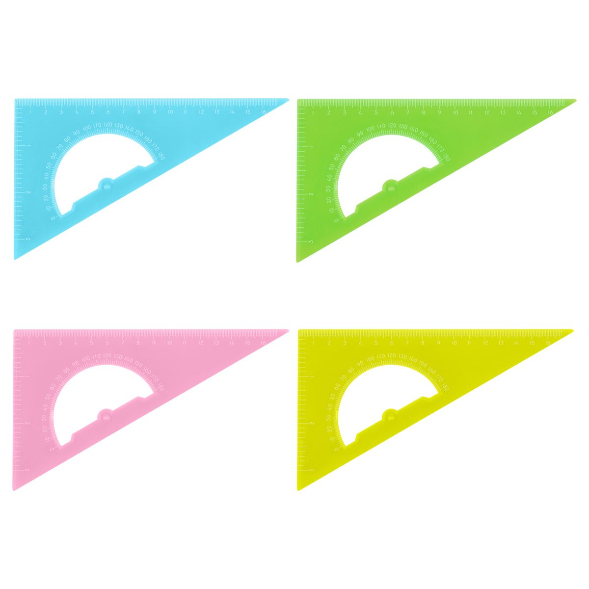 Треугольник 16см 30* "NEON CRISTAL" с транспортиром, 4 цвета /20/