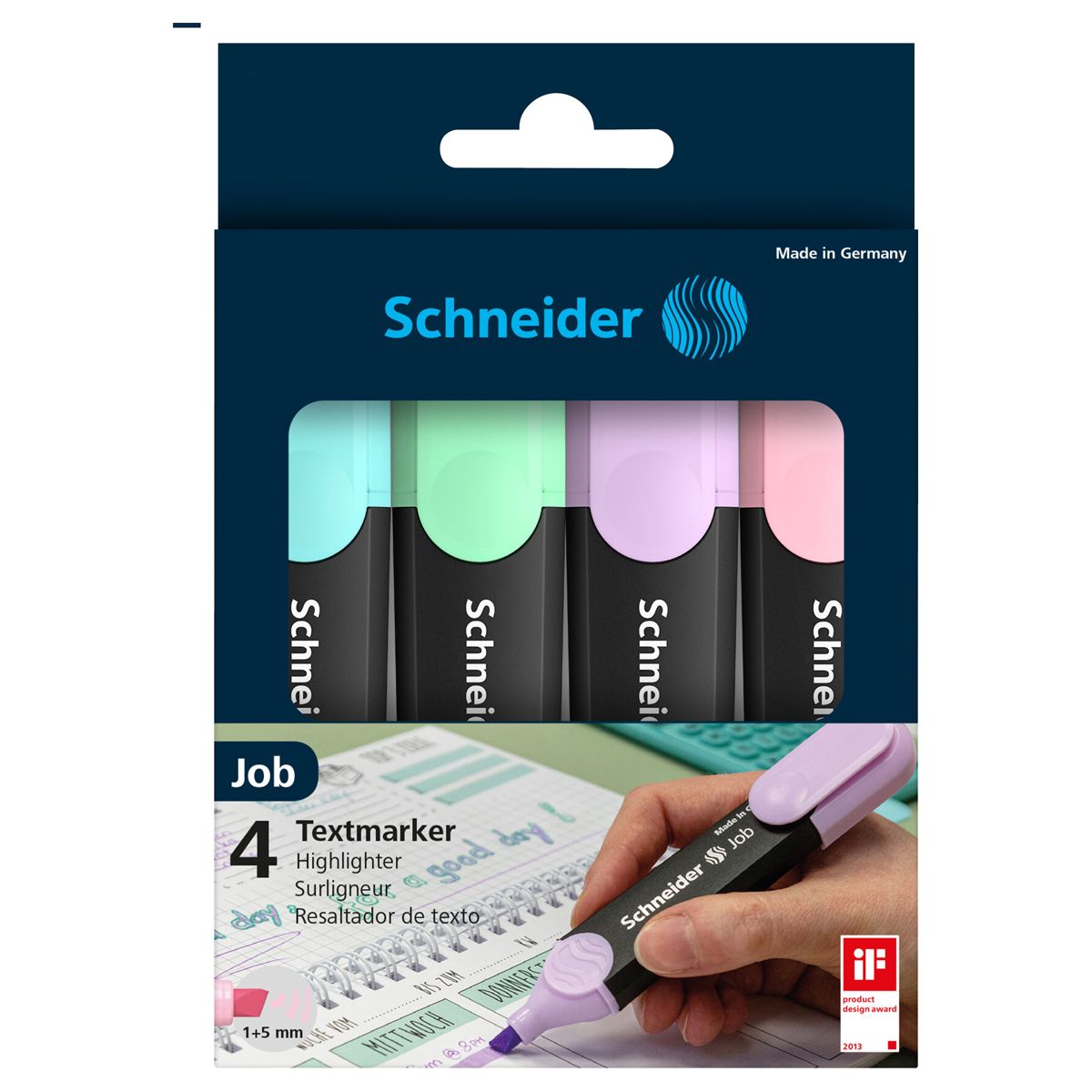 Маркер-текстовыделитель Schneider "Job" набор 4цв /10/