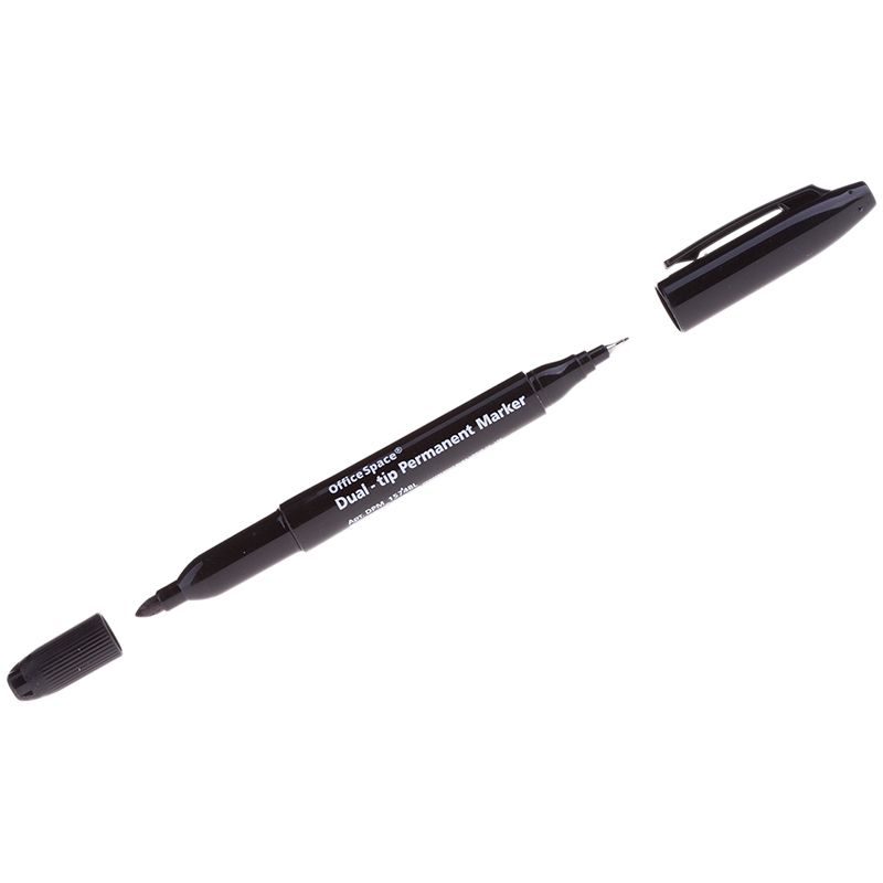 Маркер перманентный 0,8-2,2мм "OfficeSpace" двухсторонний черный /12/