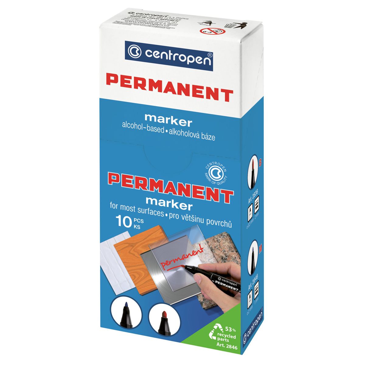 Маркер перманентный 1мм "Centropen" красный /10/