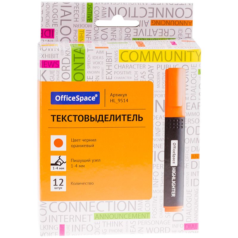Маркер-текстовыделитель "OfficeSpace " 1-4мм.оранжевый /12/