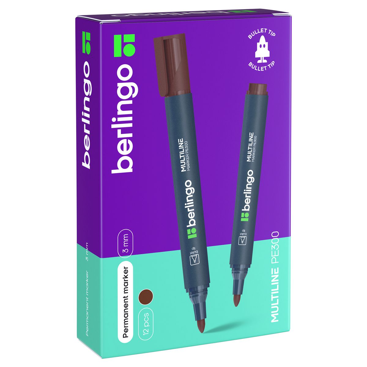 Маркер перманентный 3мм "MultiLine PE300" коричневый /12/