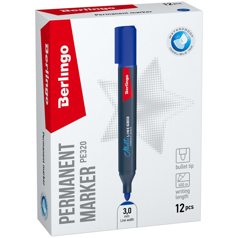 Маркер перманентный 3мм "MultiLine PE300" синий /12/