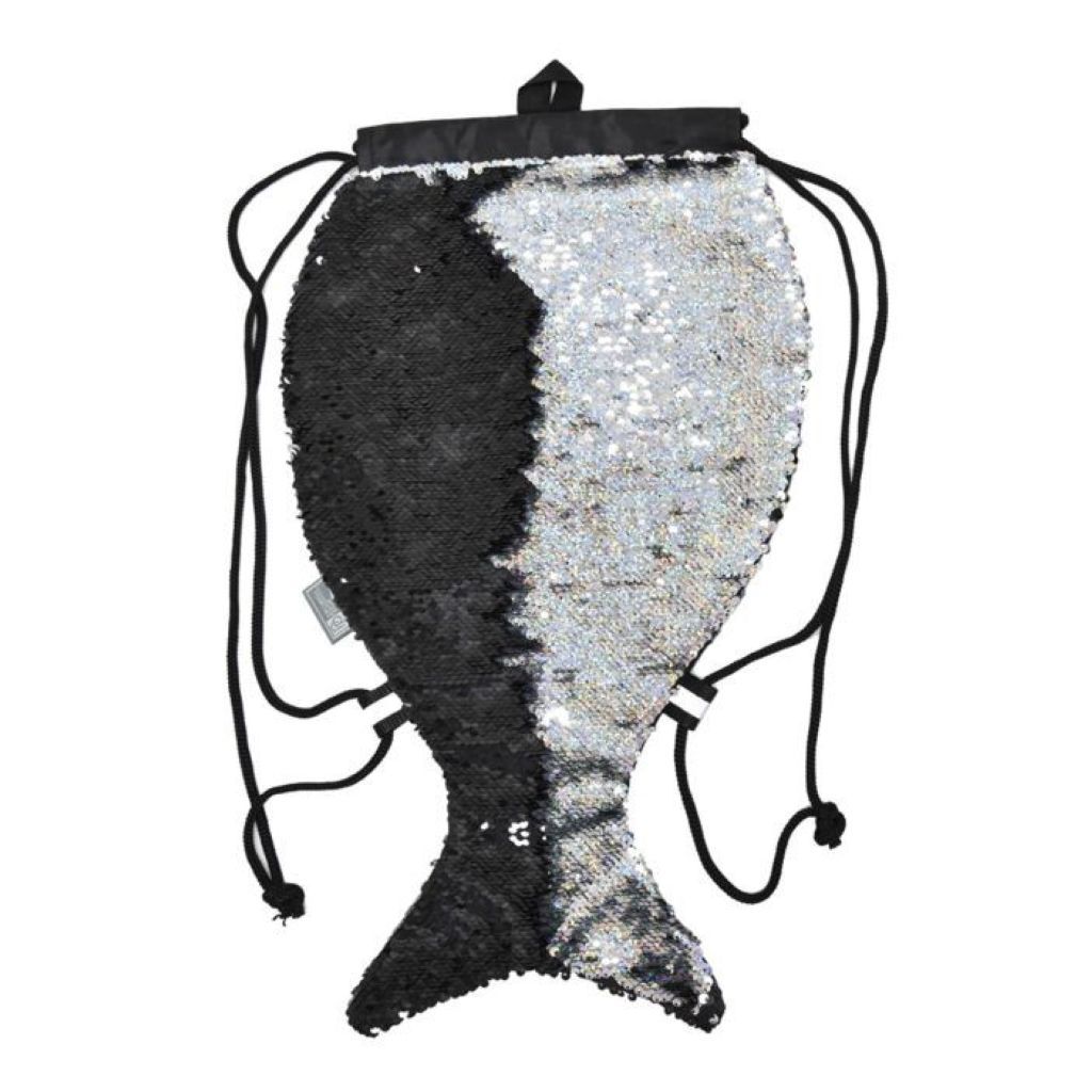 Мешок для сменной обуви "Черный-серебряный" с пайетками /10/