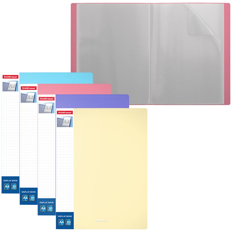 Папка А4 с файлами  30л. "Matt Pastel" ассорти /4/