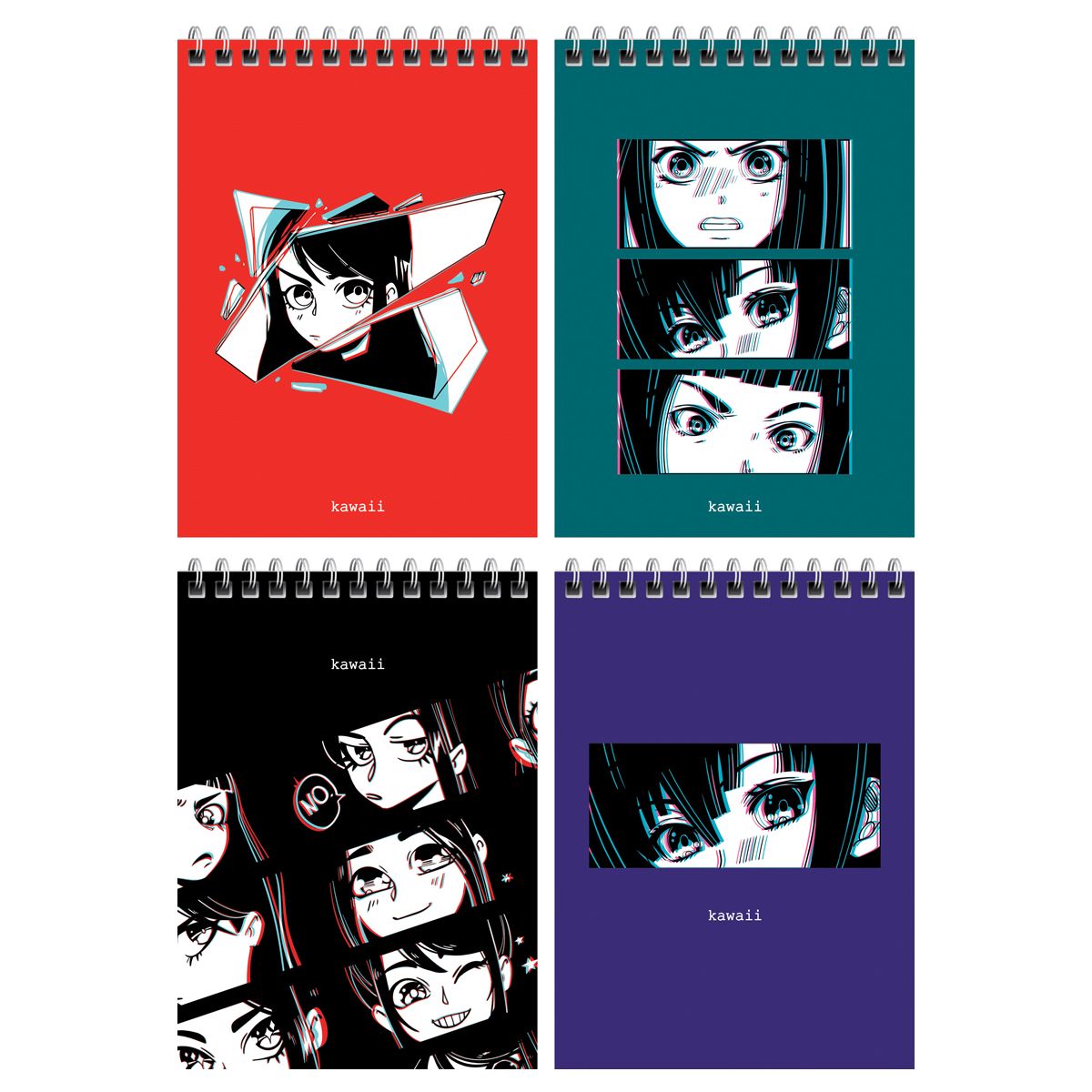 Блокнот А6 60л. на гребне MESHU "Kawaii", матовая ламинация, выборочный УФ-лак /4/