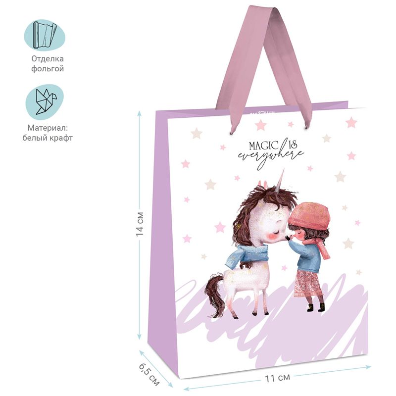 Пакет подарочный 11*14*6,5см MESHU "Magic is everywhere" /12/