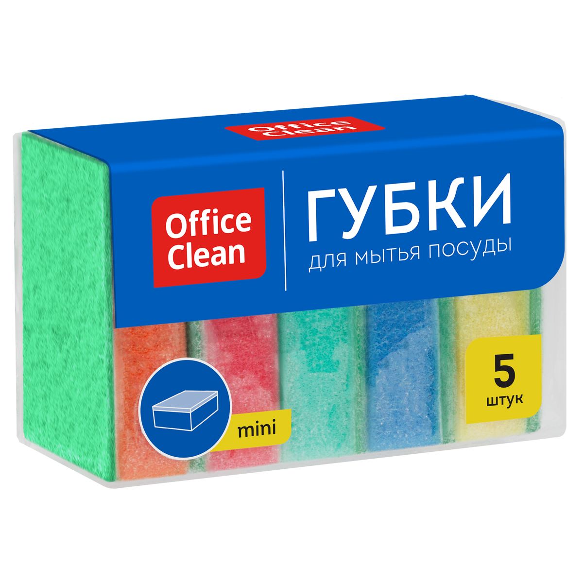 Губка для мытья посуды  5шт. "OfficeClean" поролон с абразивным слоем /1/
