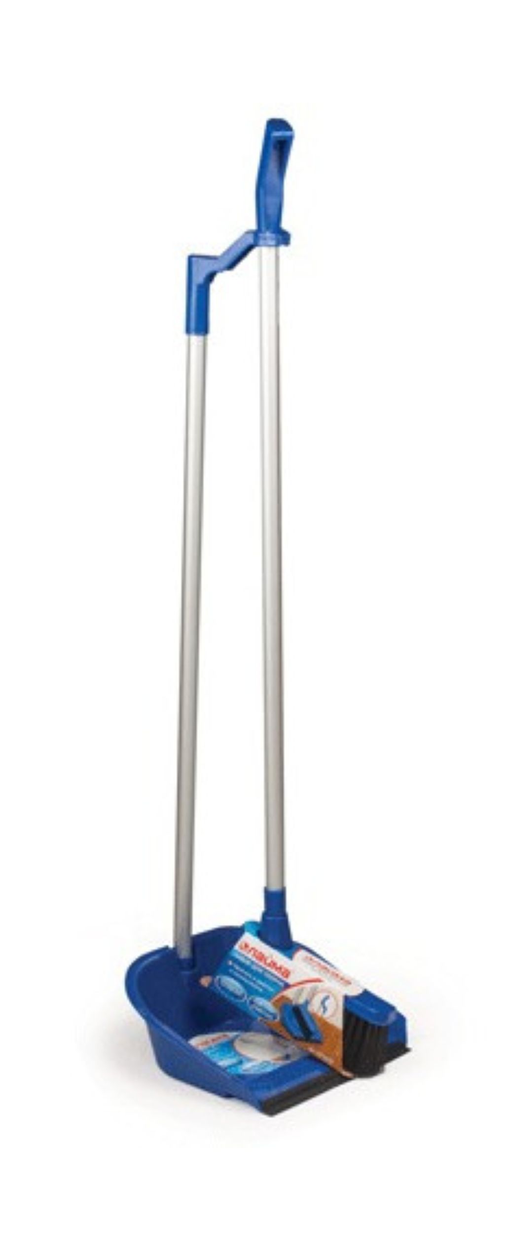 Совок для мусора ЛАЙМА со щеткой-сметкой, алюминиевая ручка 70 см, пластик, резиновая кромка, для до