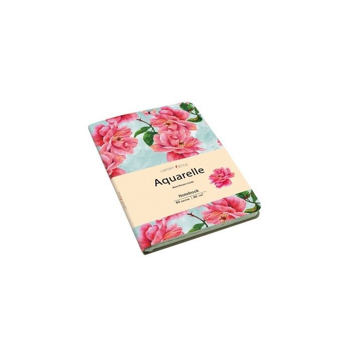 Записная книжка А6+  80л. "AQUARELLE. Цветы на голубом" кожзам /20/