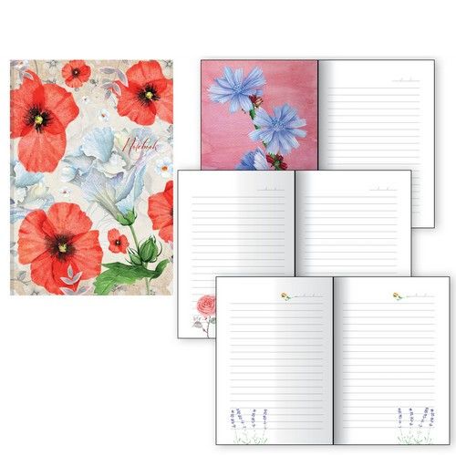 Записная книжка А6+  80л. "Aquarelle. Маки" кожзам /20/