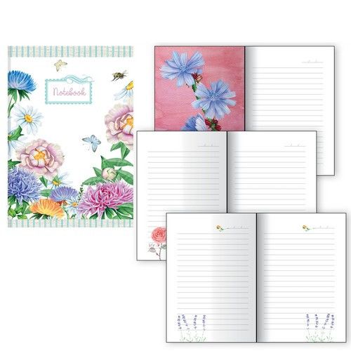 Записная книжка А6+  80л. "Aquarelle. Цветы" кожзам /20/