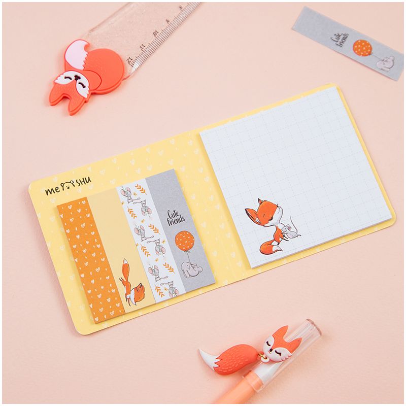 Закладки самоклеящиеся 60х15мм MESHU "Fox&Rabbit" + самоклеящиеся блоки /1/