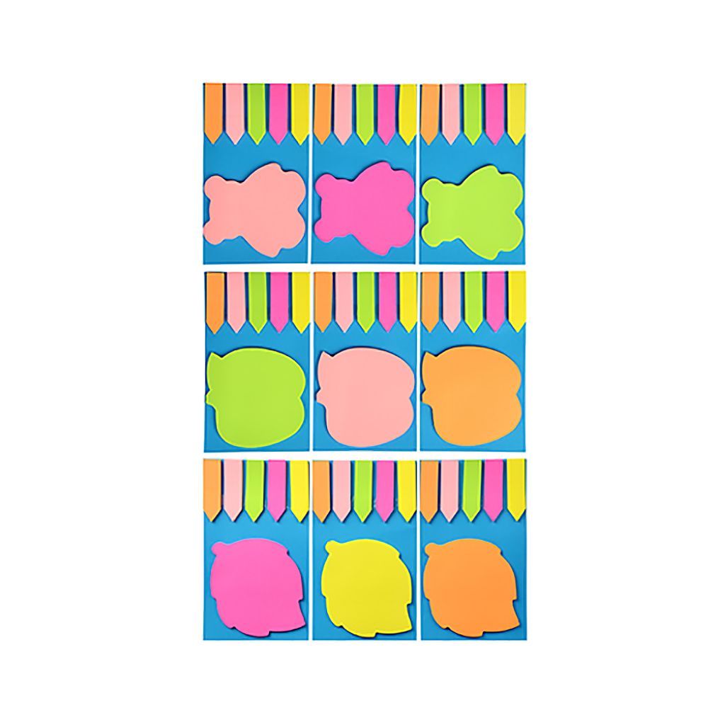 Блок самоклеящийся фигурный +закладки 3цв. ассорти /12/