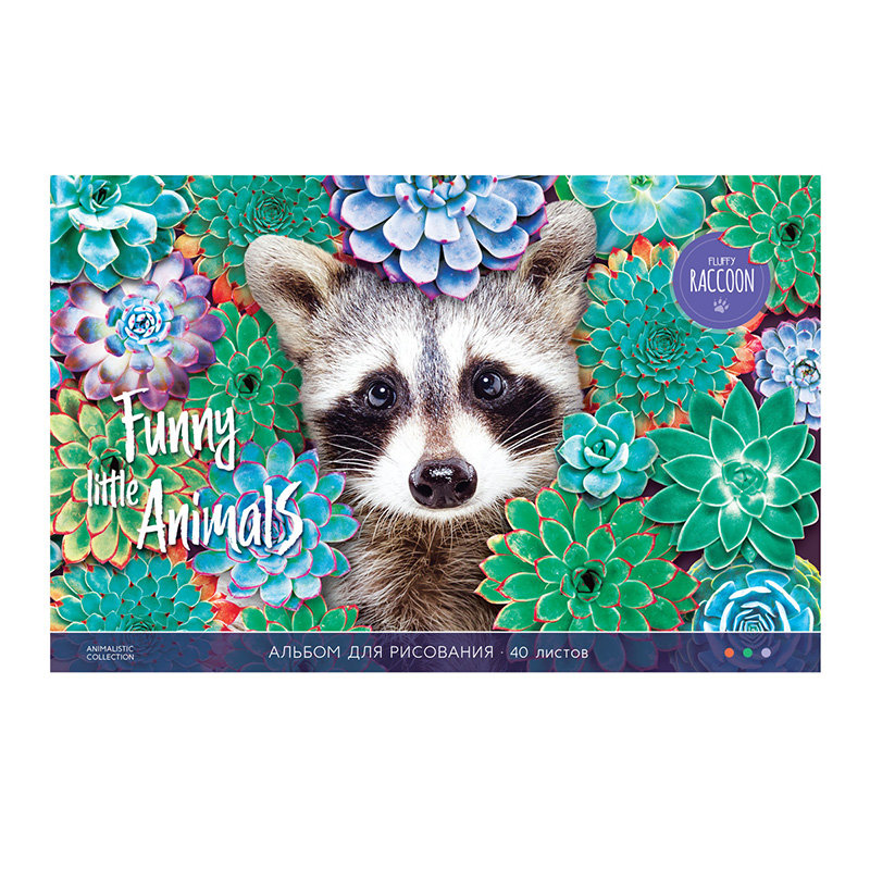 Альбом для рисования А4  40л. ArtSpace "Забавные еноты"  скрепка /5/35/