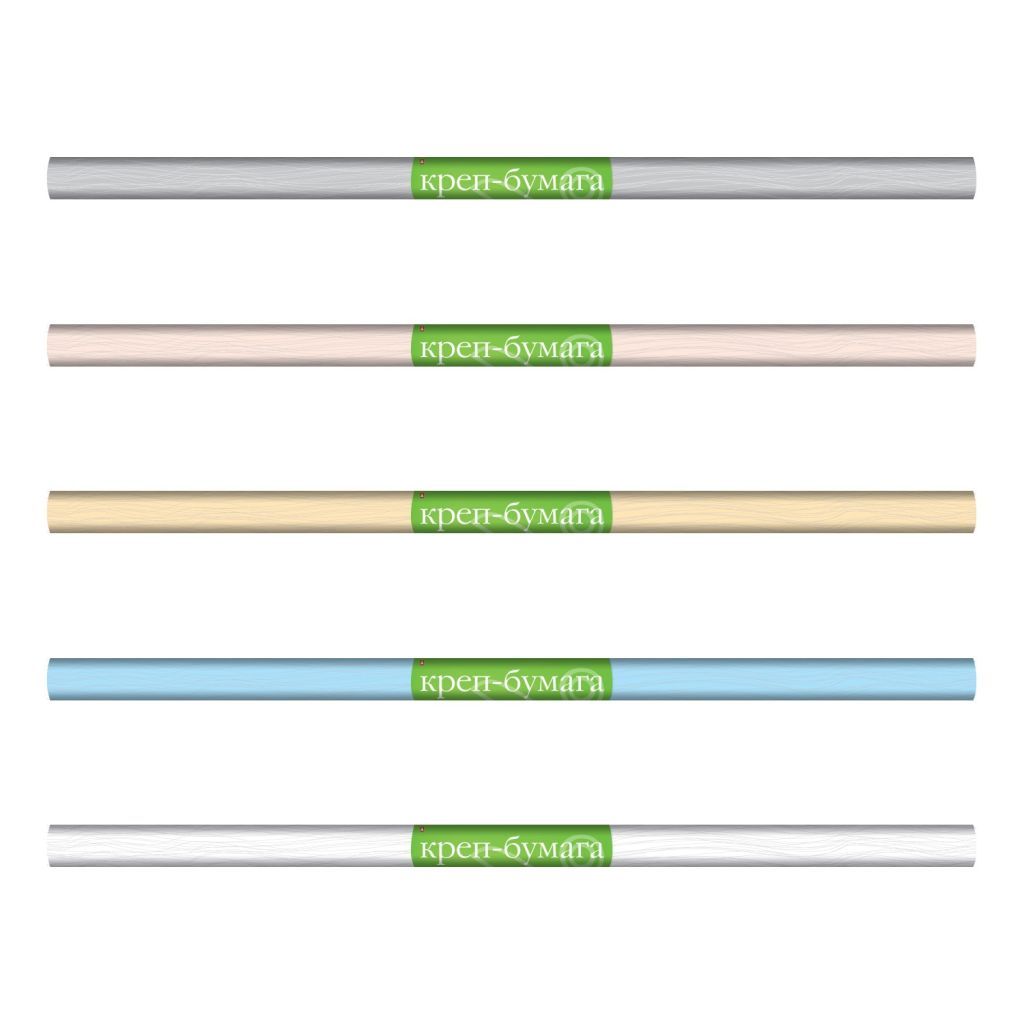Бумага креповая в рулонах 50см х 250см "Пастельные цвета" 5цветов микс /50/