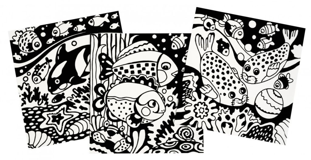 Раскраска А4  3л. "В синем море" бархатная 3 основы /10/