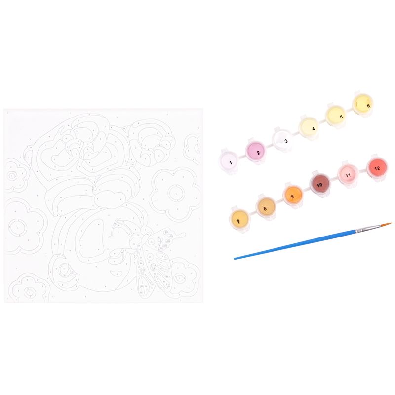 Раскраска 20х20см  "Мишка с бабочкой" по номерам на холсте /1/