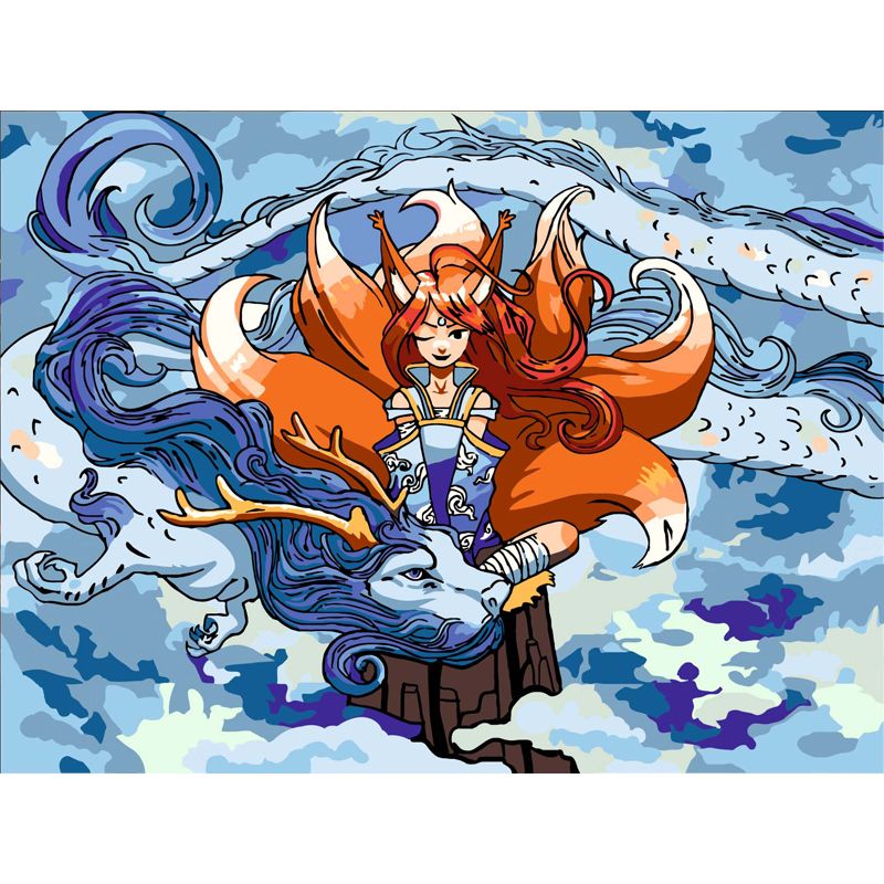 Набор для раскрашивания по номерам 30х40см. "Аниме. Девочка-лиса"