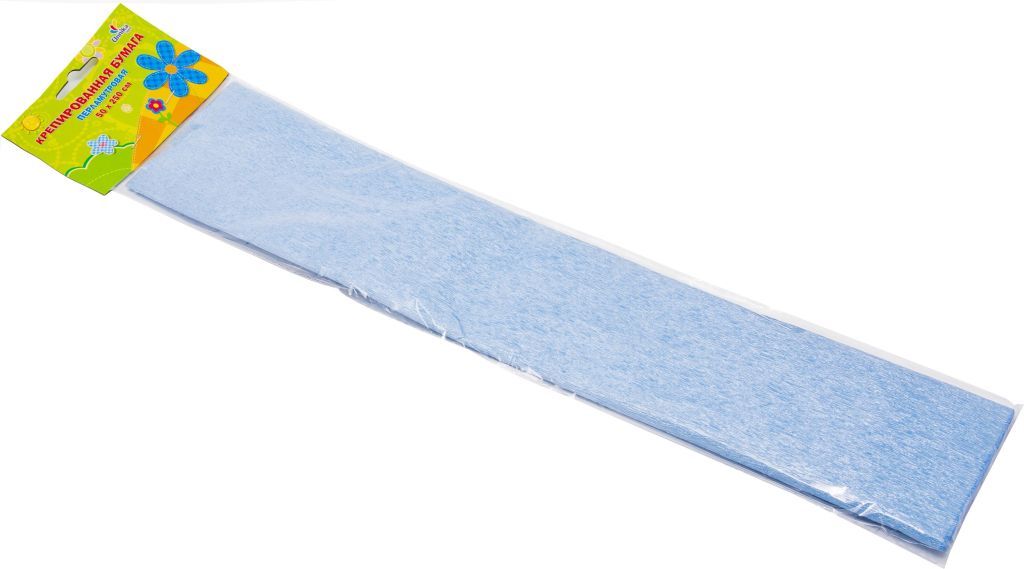 Бумага крепированная в упаковке 50х250см голубой перламутр /10/