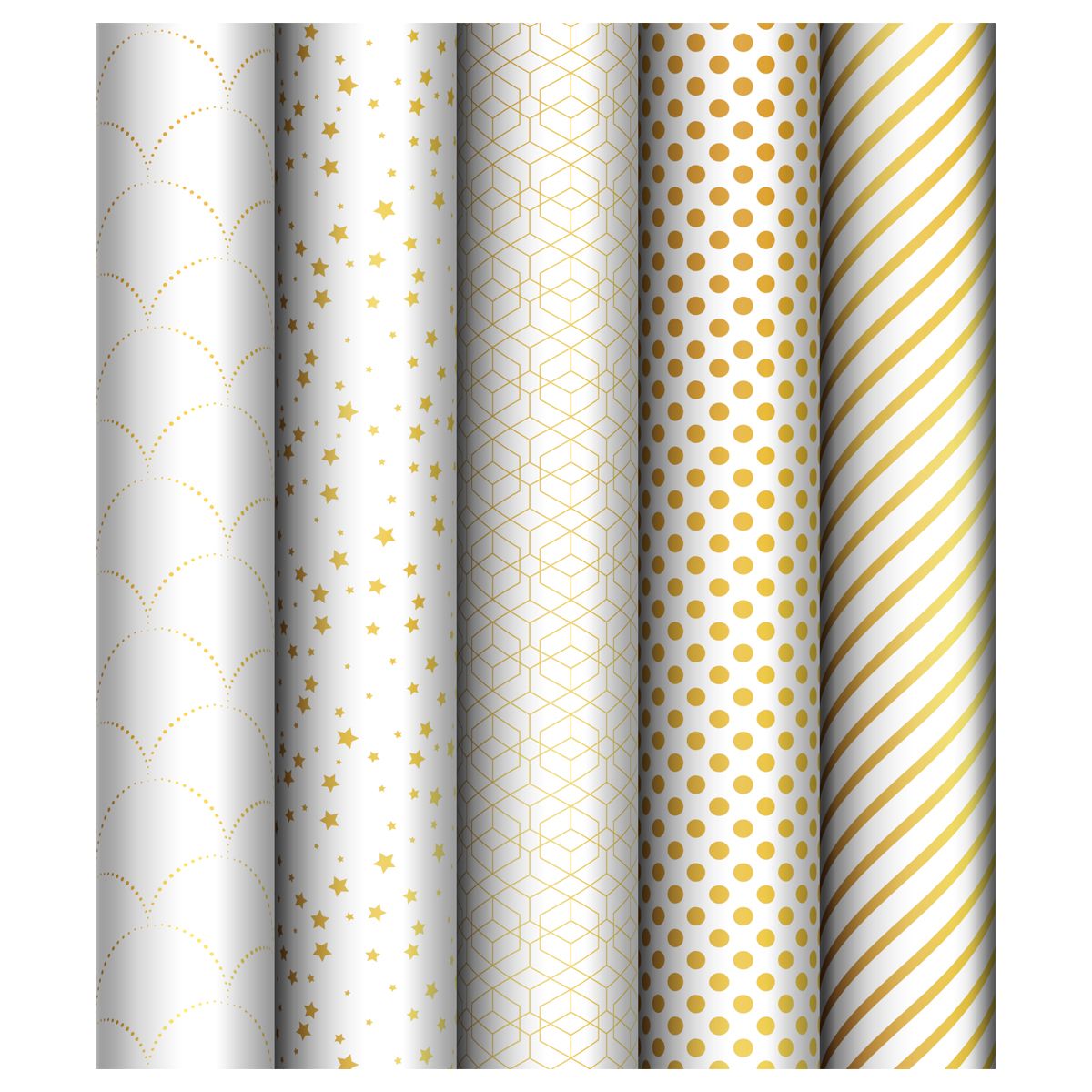 Бумага упаковочная 70х100см MESHU "Pattern on white", 80г/м2, ассорти 5 дизайнов /50/