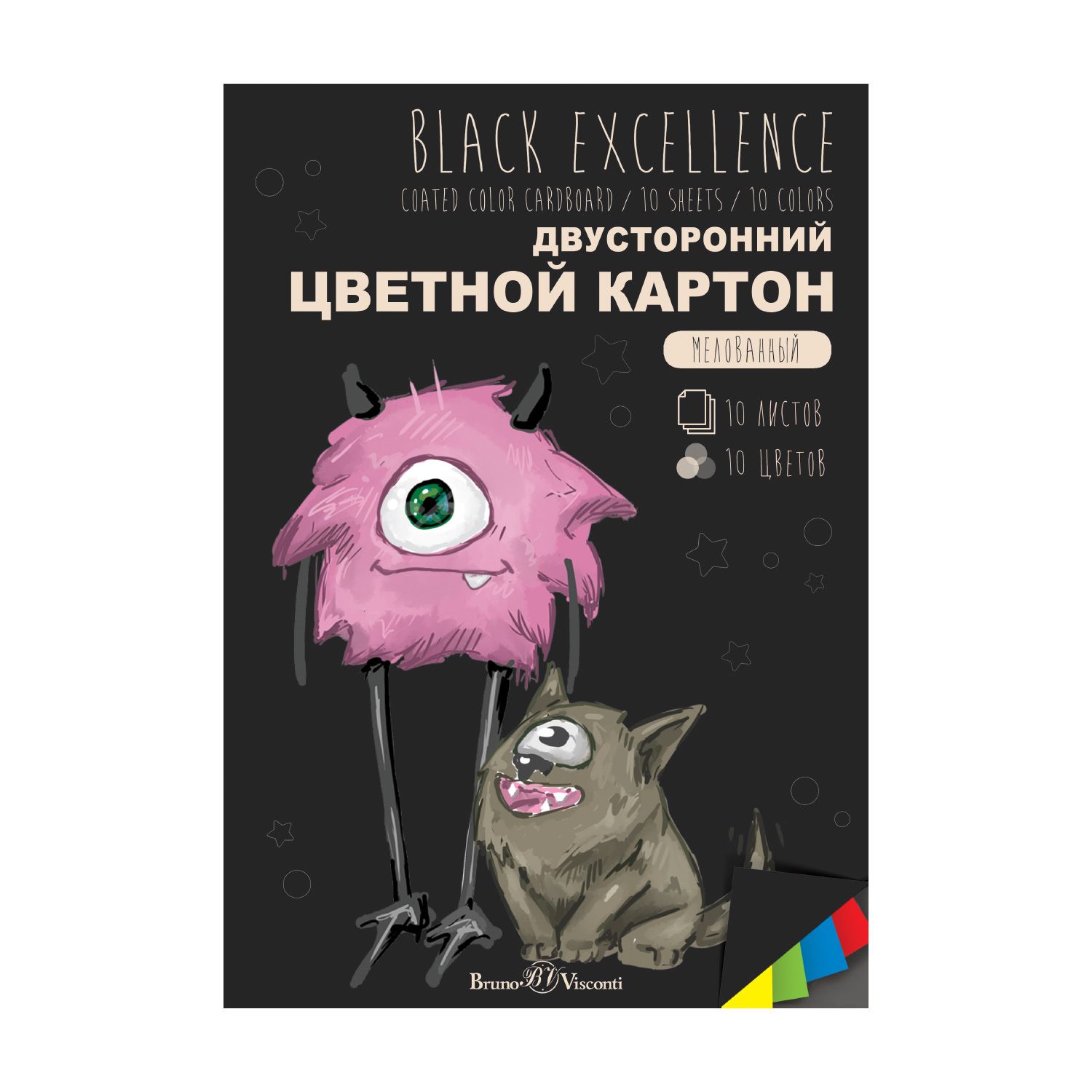 Картон цветной А4 10цв.10л. 1 вид двусторонний /8/24/