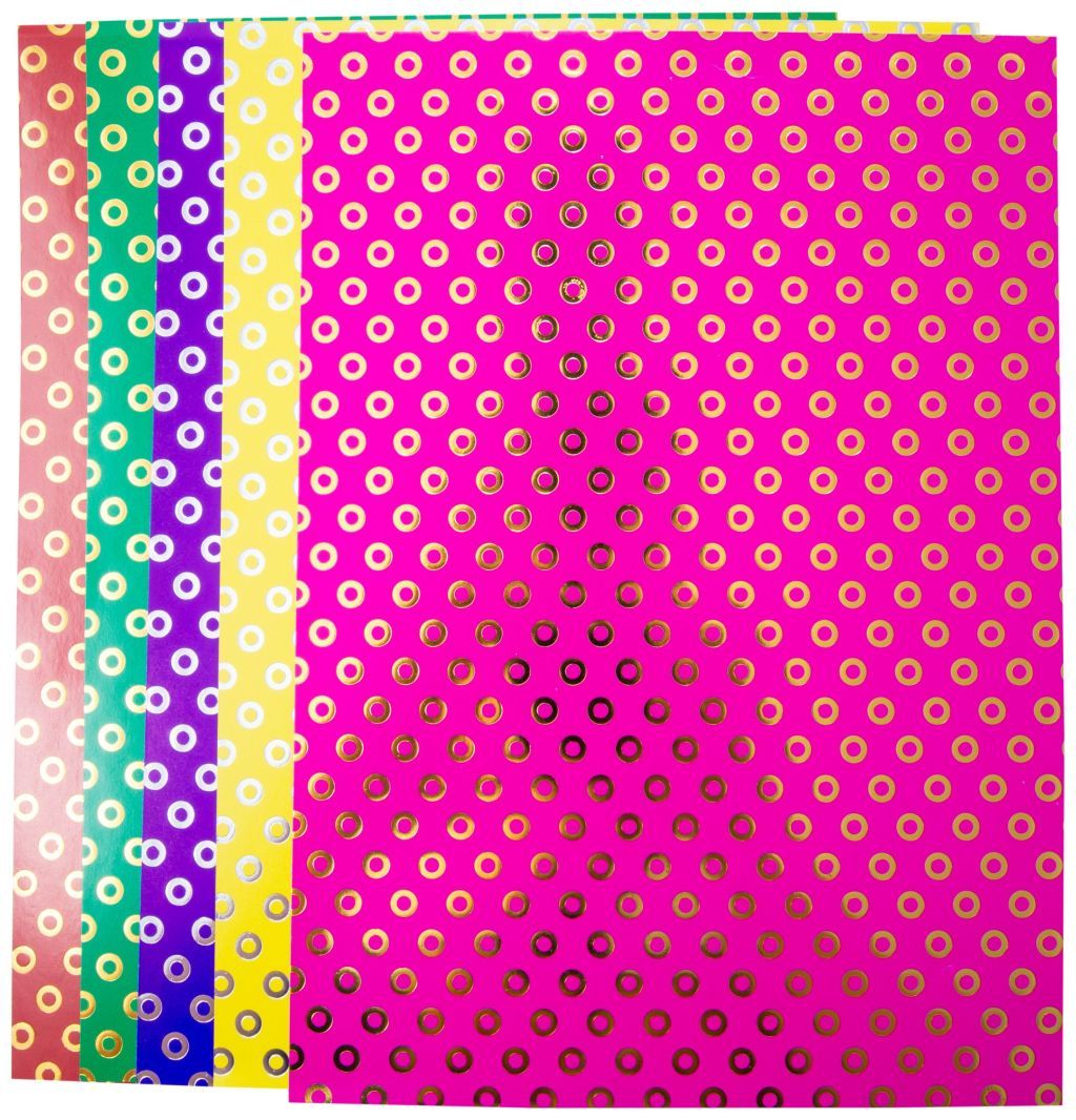 Картон цветной А4  5цв.  5л. "Бублик" с золотым тиснением /50/