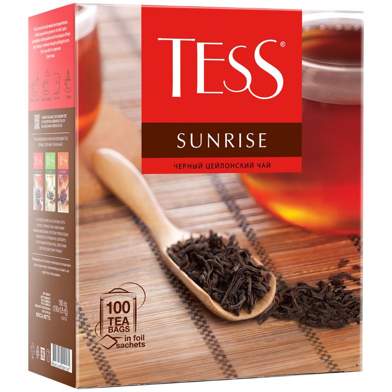 Чай черный Tess "Sunrise" 100 фольг. пакетиков по 1,8г