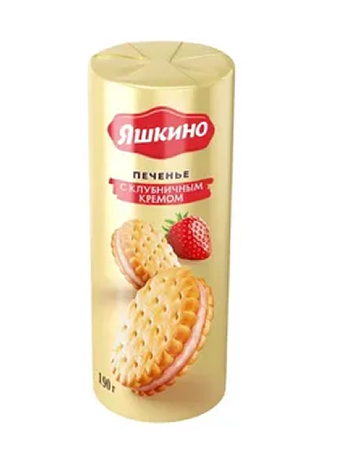 Печенье "Яшкино" затяж. с клубничным кремом 190гр. /20/
