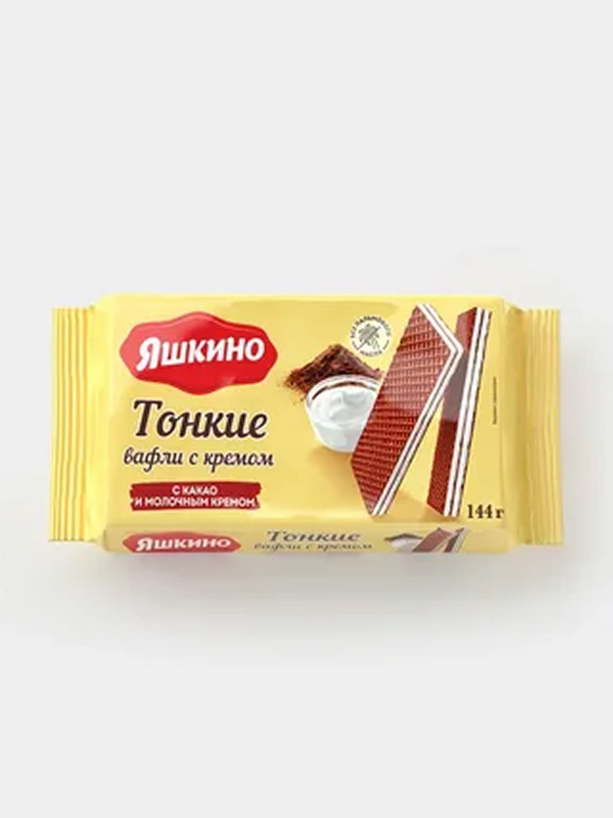 Вафли "Яшкино" тонкие с какао и молочным кремом 144г. /26/