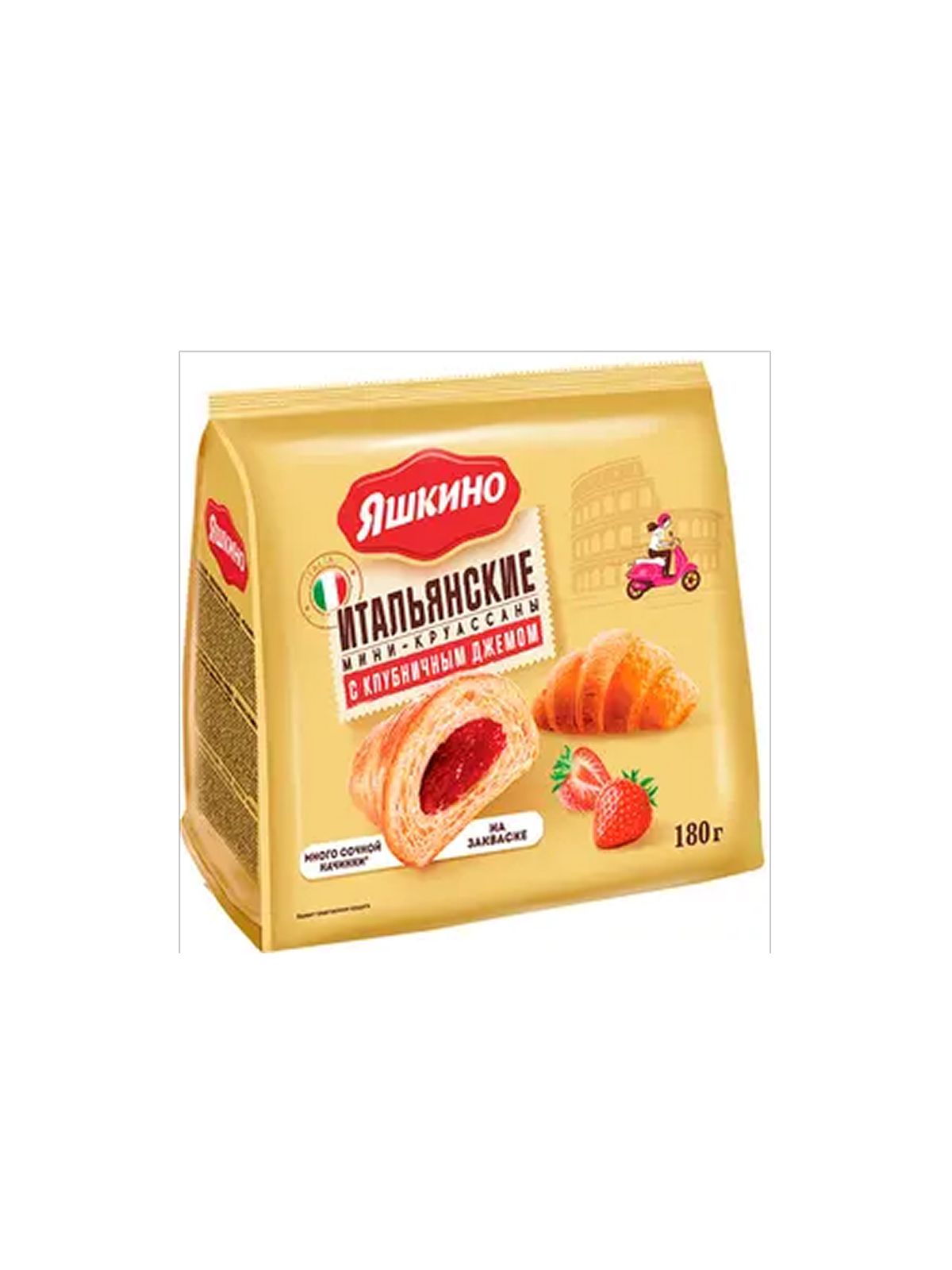 Мини-круассаны "Яшкино" с клубничным джемом 180г.