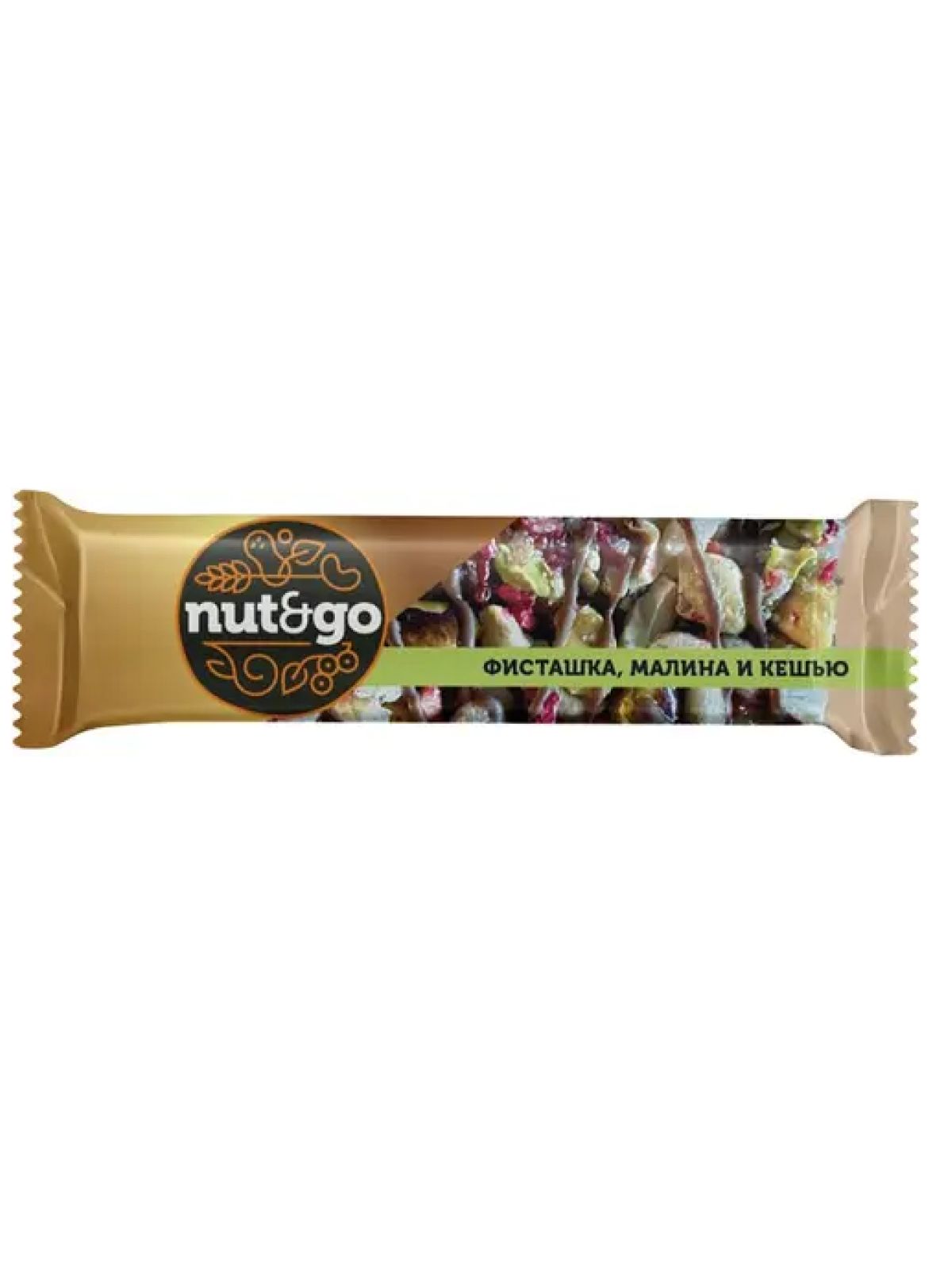 Батончик "NUT&GO" фисташка, кешью, малина, глазированная 28г. /18/
